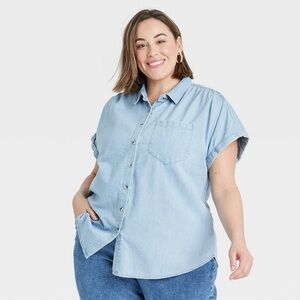 Ava & Viv Light Blue Denim Button Down Shirt